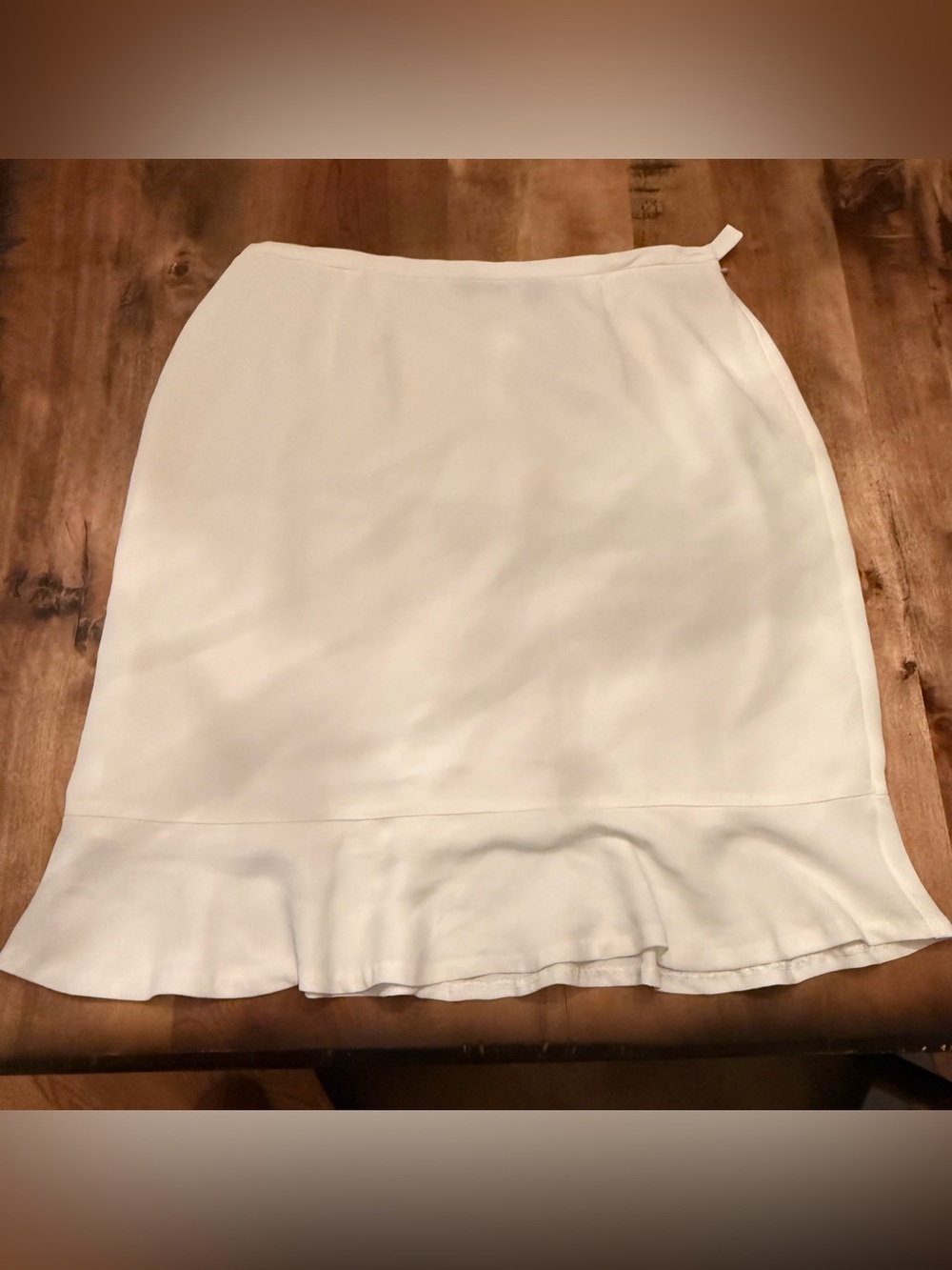 NWT Karen Scott White Ruffle Hem Midi Skirt Size 14 Lined Preppy Career